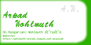 arpad wohlmuth business card